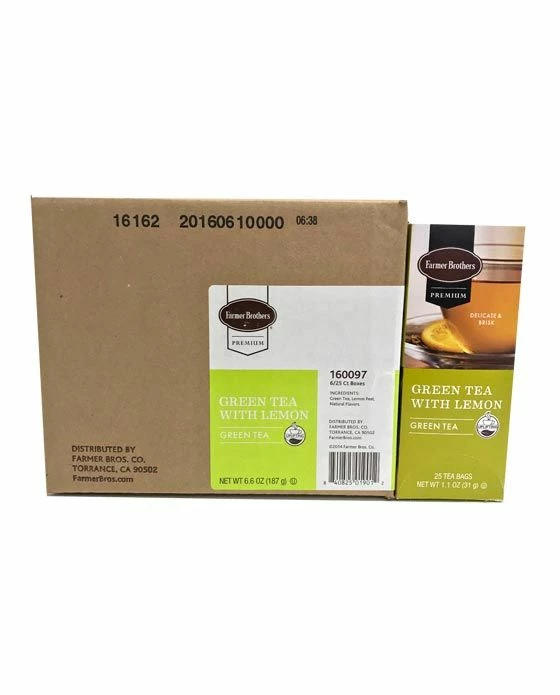 Farmer Brothers Premium Green Tea With Lemon, 6/25 Ct Tea Boxes 3 Farmer Brothers Premium Green Tea With Lemon, 6/25 Ct Tea Boxes