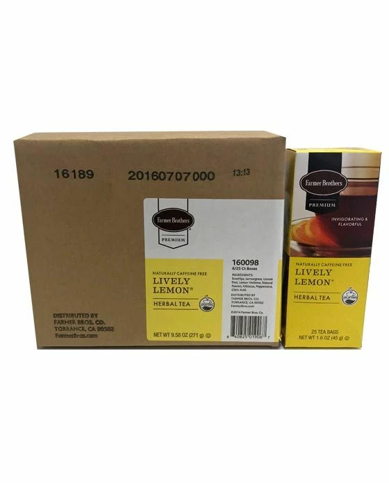 Farmer Brothers Premium Lively Lemon Hot Tea, 6/25 Ct Tea Boxes 3 Farmer Brothers Premium Lively Lemon Hot Tea, 6/25 Ct Tea Boxes