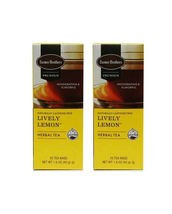 Farmer Brothers Premium: Lively Lemon Hot Tea, 2/25 Ct Tea Boxes 3 Farmer Brothers Premium: Lively Lemon Hot Tea, 2/25 Ct Tea Boxes