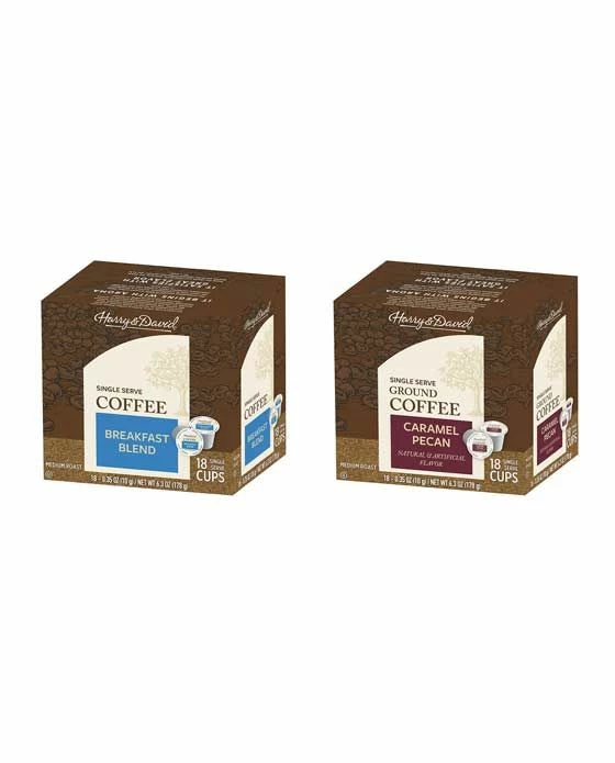 Harry & David Coffee Combo, Breakfast Blend, Caramel Pecan 2/18 Ct Boxes 3 Harry & David Coffee Combo, Breakfast Blend, Caramel Pecan 2/18 Ct Boxes