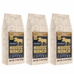 Harry & David Moose Munch Butterscotch Caramel Ground Gourmet Coffee 3 Bags (12 Oz Each)