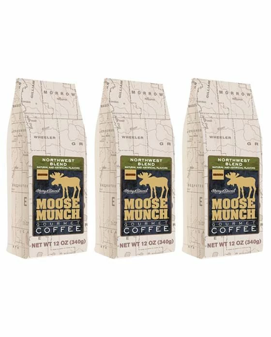 Harry & David Northwest Blend Moose Munch Ground Coffee - 3 Bags(12 Oz Each) 3 Harry & David Northwest Blend Moose Munch Ground Coffee - 3 Bags(12 Oz Each)