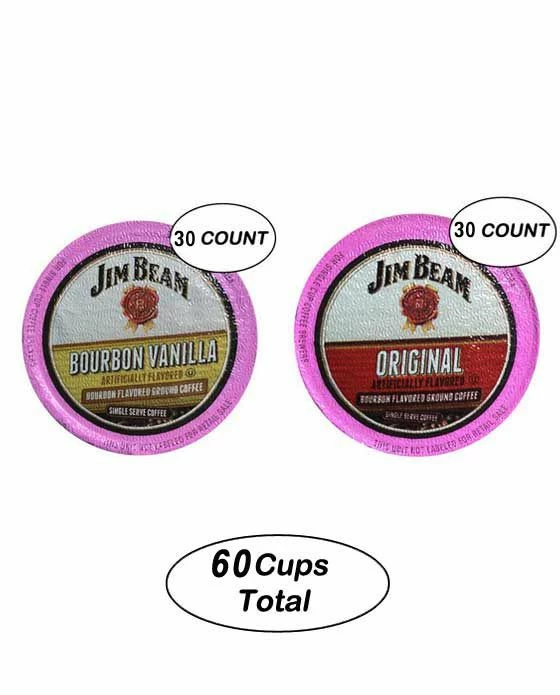 Jim Beam Vanilla Bourbon And Original Single Serve Cups, 30 Cups Each 3 Jim Beam Vanilla Bourbon And Original Single Serve Cups, 30 Cups Each