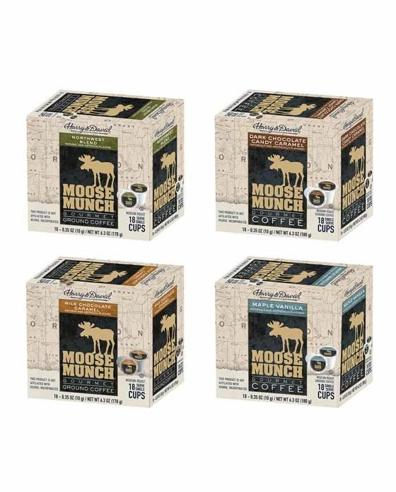 Moose Munch Northwest, Dark Chocolate Caramel, Milk Chocolate Caramel, MapleVanilla 4/18 Ct 3 Moose Munch Northwest, Dark Chocolate Caramel, Milk Chocolate Caramel, MapleVanilla 4/18 Ct