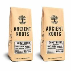 Ancient Roots Donut Shop Flavored Mushroom CoffeeBy Corim Premium Blends 2/12 Oz Bags