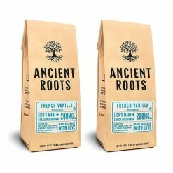 Ancient Roots French Vanilla Flavored Mushroom Coffee By Corim Premium Blends 2/12 Oz Bags