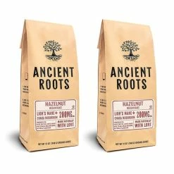 Ancient Roots Hazelnut Medium Roast Flavored Mushroom Ground Coffee 2/12 Oz Bags