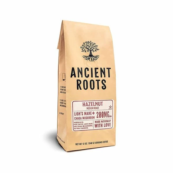 Ancient Roots Hazelnut Medium Roast Flavored Mushroom Ground Coffee 4/12 Oz Bags 4 Ancient Roots Hazelnut Medium Roast Flavored Mushroom Ground Coffee 4/12 Oz Bags - Image 2