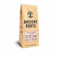 Ancient Roots Sea Salted Caramel Flavored Mushroom Coffee - Salted Caramel Medium Roast Coffee By Corim Premium Blends (12 Ounces)