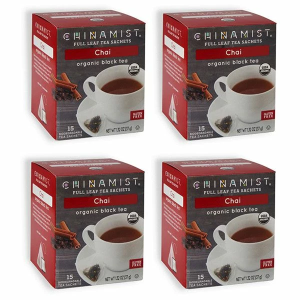 China Mist - Chai Organic Black Full Leaf Tea Sachet, 4 Boxes 15 Count Each 3 China Mist - Chai Organic Black Full Leaf Tea Sachet, 4 Boxes 15 Count Each
