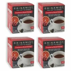China Mist - Cranberry Blood Orange Organic Black Full Leaf Tea Sachet, 4 Boxes 15 Count Each