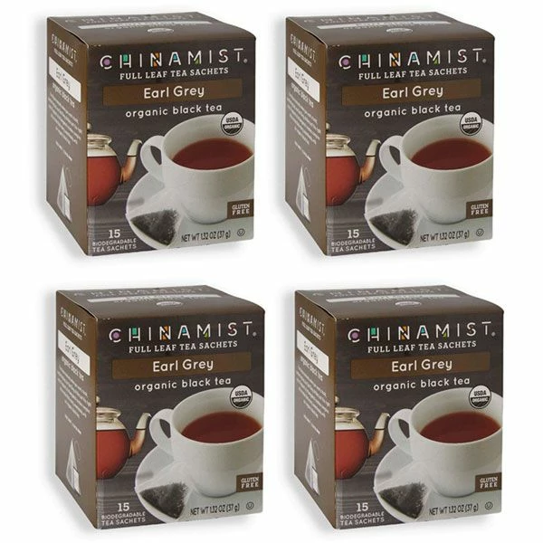 China Mist - Earl Grey Organic Black Full Leaf Tea Sachet, 4 Boxes 15 Count Each 3 China Mist - Earl Grey Organic Black Full Leaf Tea Sachet, 4 Boxes 15 Count Each