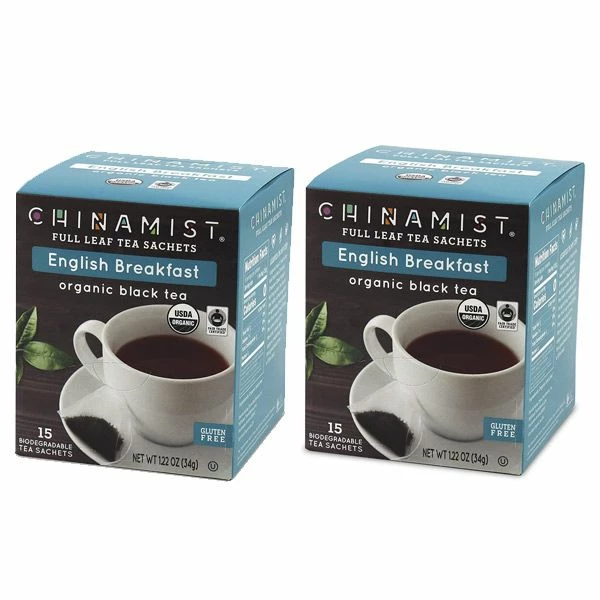 China Mist - English Breakfast Organic Black Full Leaf Tea Sachet, 2 Boxes 15 Count Each - Biodegradable And Individually Wrapped 3 China Mist - English Breakfast Organic Black Full Leaf Tea Sachet, 2 Boxes 15 Count Each - Biodegradable And Individually Wrapped