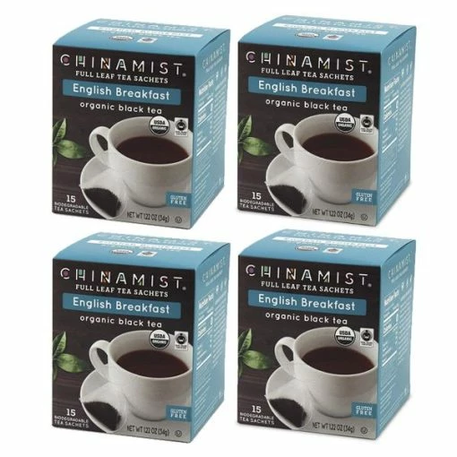 China Mist - English Breakfast Organic Black Full Leaf Tea Sachet, 4 Boxes 15 Count Each -coffee Sales Store china mist english breakfast organic black full leaf tea sachet 15 cnt 4box