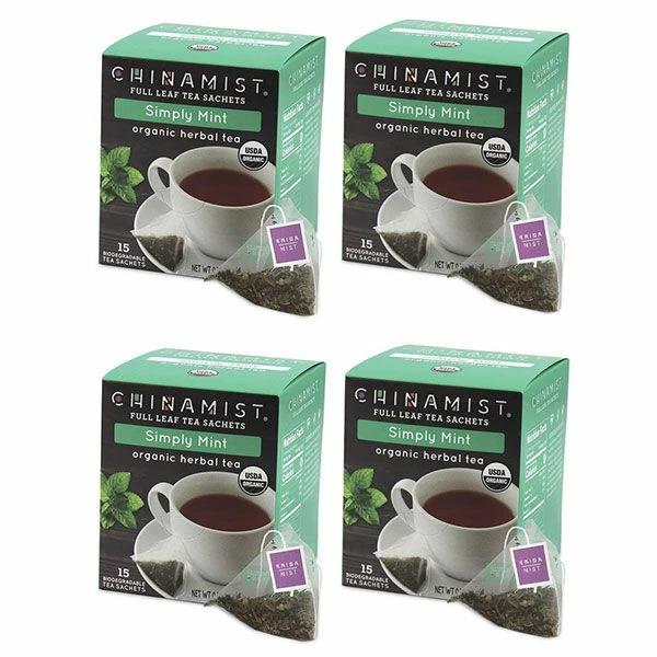 China Mist - Simply Mint Herbal Full Leaf Tea Sachet, 4 Boxes 15 Count Each 3 China Mist - Simply Mint Herbal Full Leaf Tea Sachet, 4 Boxes 15 Count Each