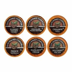 Coffee Lovers Single Serve Sampler: Blueberry Cinnamon Crumble, Chocolate Peanut Butter, Cinnamon Roll, French Vanilla, Hazelnut Cream And Southern Pecan (6 Cups Per Flavor)