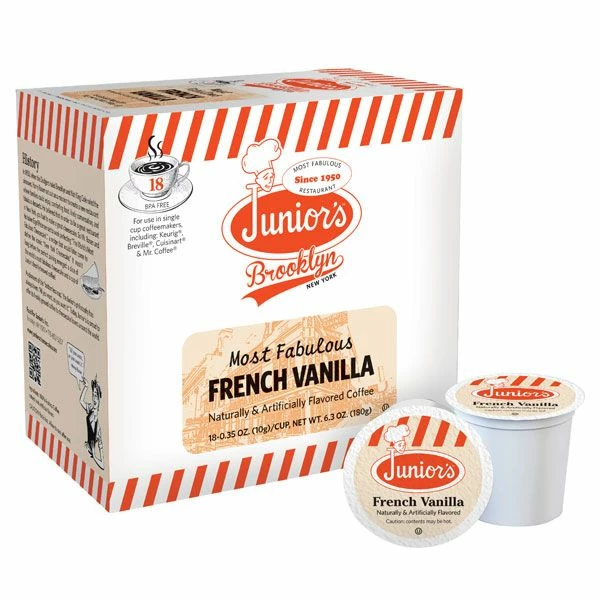 Juniors Most Fabulous French Vanilla, Medium Roast Single Single Serve 2/18 Count 3 Juniors Most Fabulous French Vanilla, Medium Roast Single Single Serve 2/18 Count