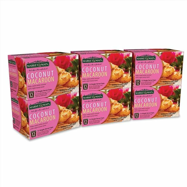Market & Main Coconut Macaroon Single Serve Coffee Cups, 6 Boxes (72 Cups) 3 Market & Main Coconut Macaroon Single Serve Coffee Cups, 6 Boxes (72 Cups)