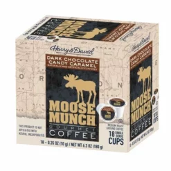 Moose Munch Single Serve Coffee By Harry & David, Dark Chocolate Candy Caramel, 2/18 Count -coffee Sales Store moose munch single serve coffee by harry and david dark chocolate candy caramel