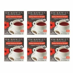 China Mist - Zesty Hibiscus Ginger Organic Black Full Leaf Tea Sachet, 6 Boxes 15 Count Each