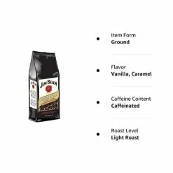 Jim Beam Bourbon Vanilla Bourbon Flavored Ground Coffee, 6 Bags (12 Oz Ea.) -coffee Sales Store vanilla 3