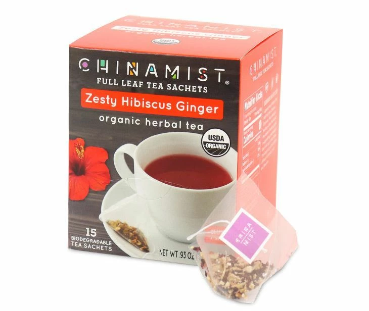China Mist - Zesty Hibiscus Ginger Organic Black Full Leaf Tea Sachet, 2 Boxes 15 Count Each - Biodegradable And Individually Wrapped 4 China Mist - Zesty Hibiscus Ginger Organic Black Full Leaf Tea Sachet, 2 Boxes 15 Count Each - Biodegradable And Individually Wrapped - Image 2